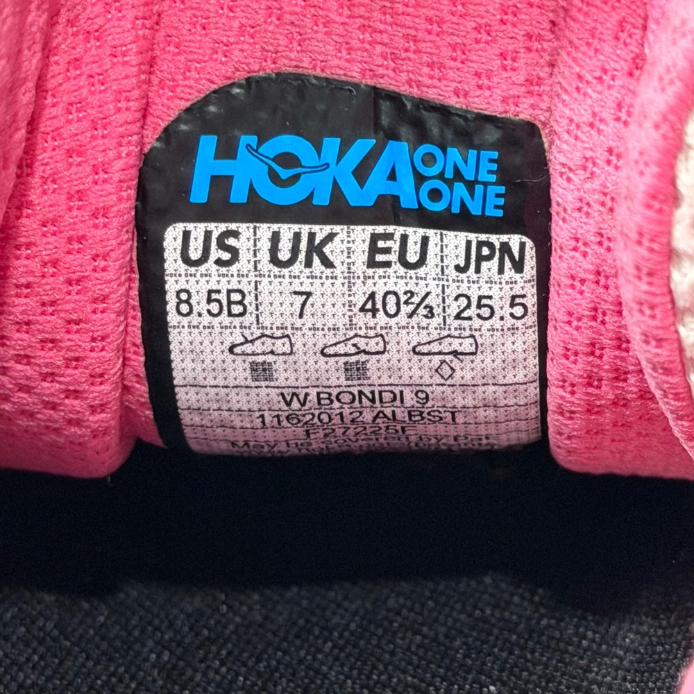 Hoka Bondi 9 Womens Running Shoes 8.5 Alabaster Sea Glass Pink Yellow 1162012 A- - Picture 7 of 11